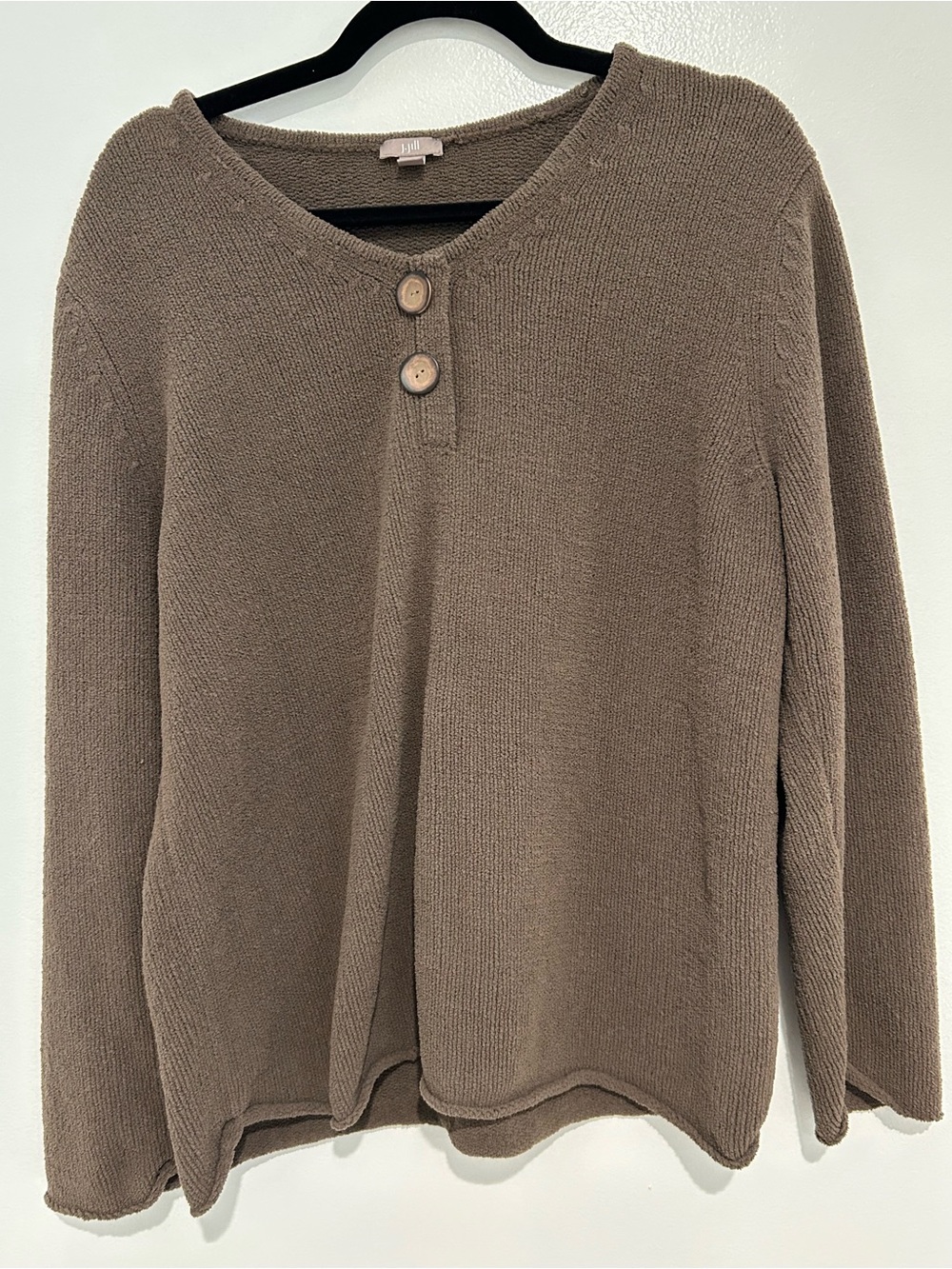 JJill Cozy Brown Button-Neck Women’s Sweater
